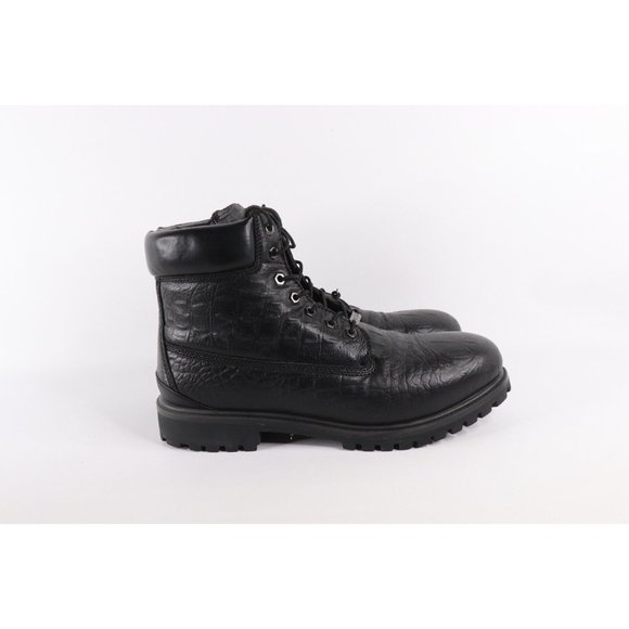 Vintage Pelle Pelle Streetwear Mens 13 Alligator Print Leather Boots Shoes Black main image 6